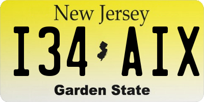NJ license plate I34AIX