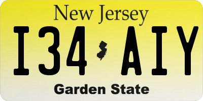 NJ license plate I34AIY