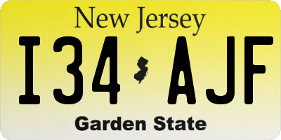 NJ license plate I34AJF