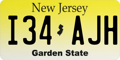 NJ license plate I34AJH