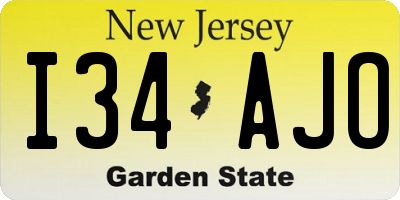 NJ license plate I34AJO