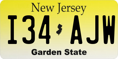 NJ license plate I34AJW