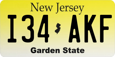 NJ license plate I34AKF