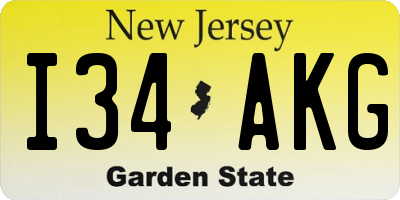 NJ license plate I34AKG