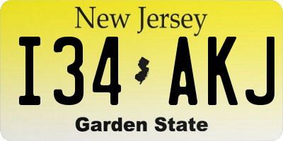 NJ license plate I34AKJ