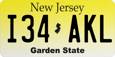 NJ license plate I34AKL