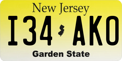 NJ license plate I34AKO