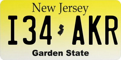 NJ license plate I34AKR