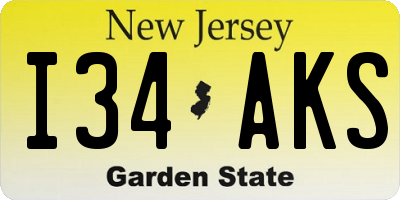 NJ license plate I34AKS