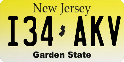 NJ license plate I34AKV