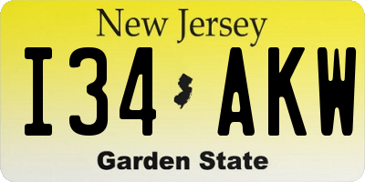 NJ license plate I34AKW