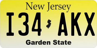 NJ license plate I34AKX