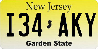 NJ license plate I34AKY