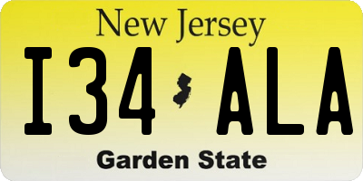 NJ license plate I34ALA