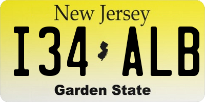 NJ license plate I34ALB