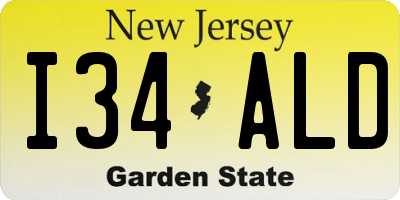 NJ license plate I34ALD