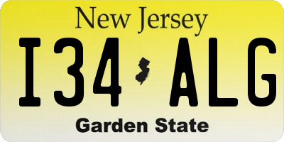 NJ license plate I34ALG