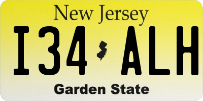 NJ license plate I34ALH