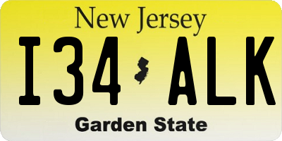 NJ license plate I34ALK