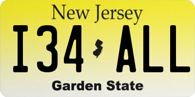 NJ license plate I34ALL