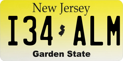 NJ license plate I34ALM