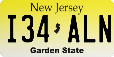 NJ license plate I34ALN
