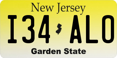 NJ license plate I34ALO