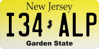 NJ license plate I34ALP