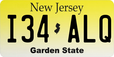 NJ license plate I34ALQ