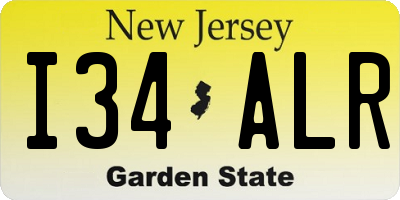 NJ license plate I34ALR