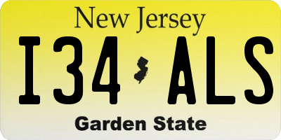 NJ license plate I34ALS