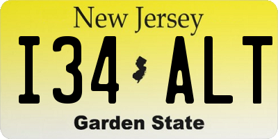 NJ license plate I34ALT