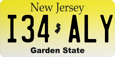 NJ license plate I34ALY