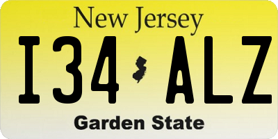 NJ license plate I34ALZ