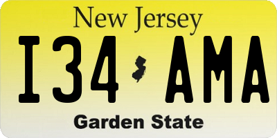 NJ license plate I34AMA