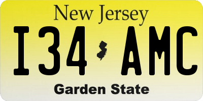 NJ license plate I34AMC