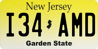 NJ license plate I34AMD