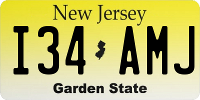 NJ license plate I34AMJ