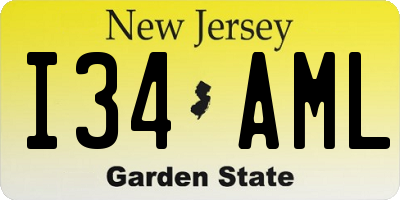 NJ license plate I34AML