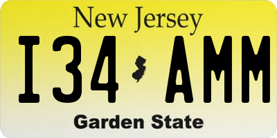 NJ license plate I34AMM