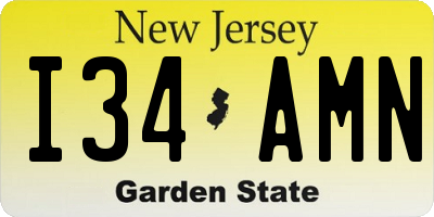 NJ license plate I34AMN