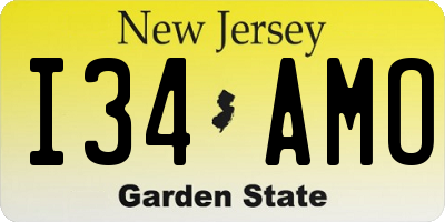 NJ license plate I34AMO