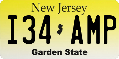 NJ license plate I34AMP