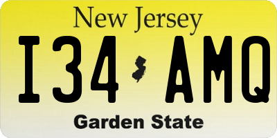 NJ license plate I34AMQ