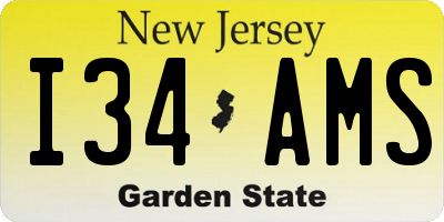NJ license plate I34AMS