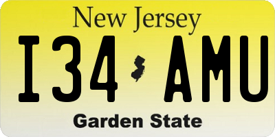 NJ license plate I34AMU