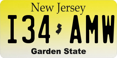NJ license plate I34AMW