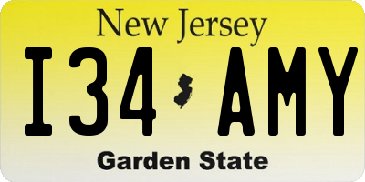NJ license plate I34AMY
