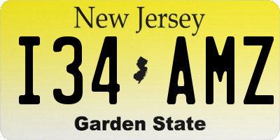 NJ license plate I34AMZ