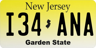 NJ license plate I34ANA